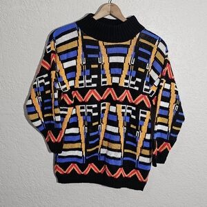 Vintage Croquet Funky Geometric Knit Sweater